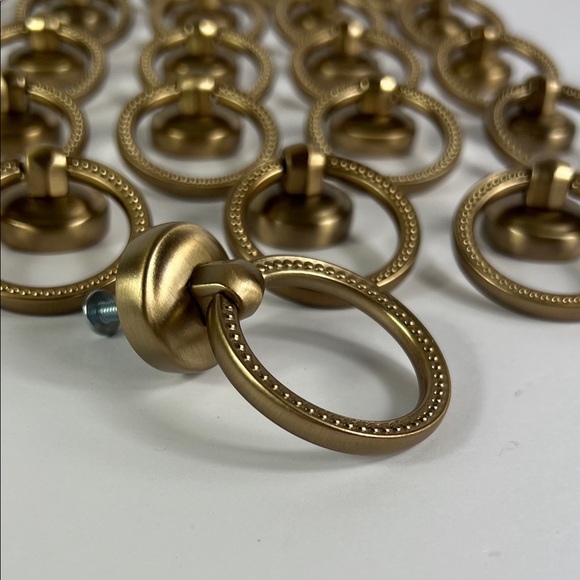 Cabinter Drawer Knobs Metal Ring Pulls Gold Champagne Bronze Hardware Set of 25 - Picture 3 of 8